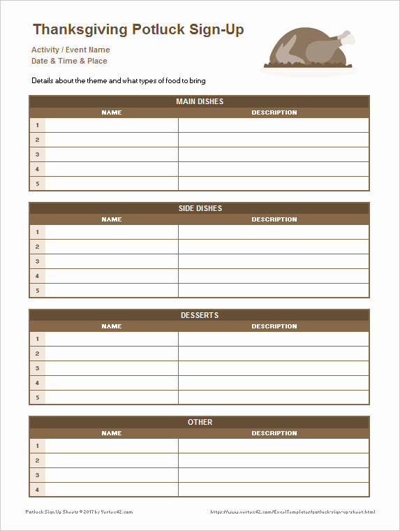 Download the Thanksgiving Potluck Sign Up Sheet From