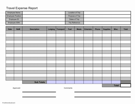 Download Travel Expense Report Template Excel