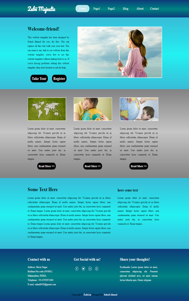 Download Website Template for Free “zubii Majestic