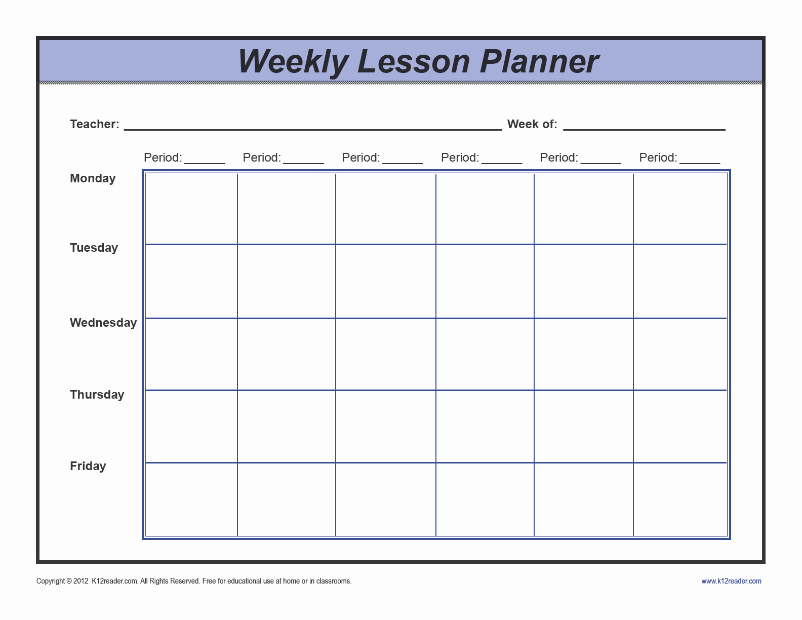 Download Weekly Lesson Plan Template Preschool