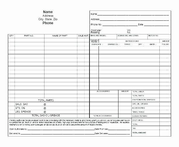 Download Work order Template for Free Auto Repair Work