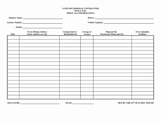 driver daily log sheet template of daily log book template
