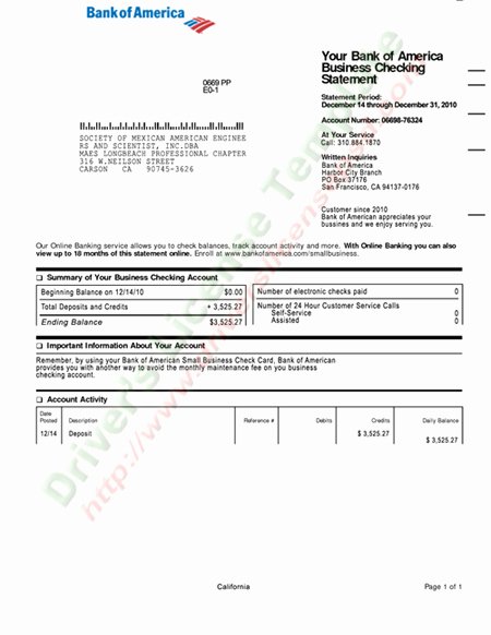 boa business checking statement psd