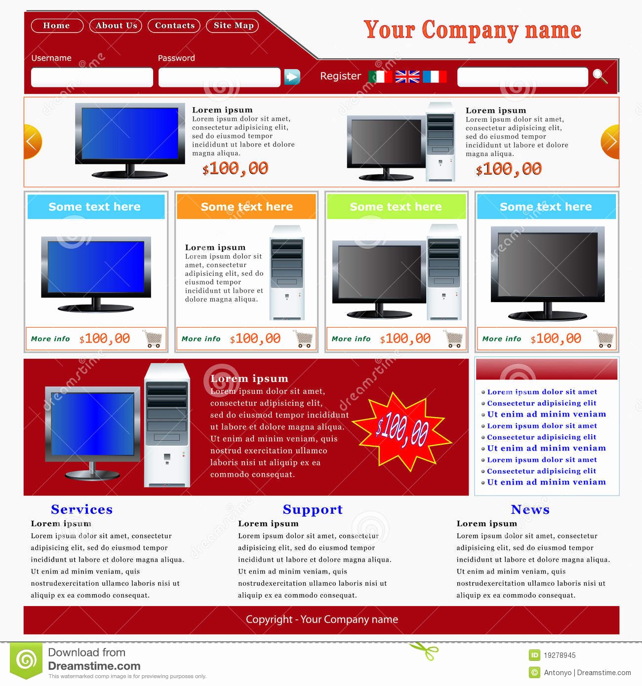 E Merce Website Template Royalty Free Stock