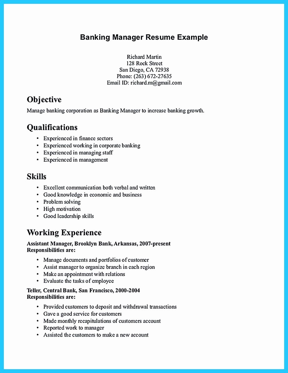 E Of Re Mended Banking Resume Examples to Learn