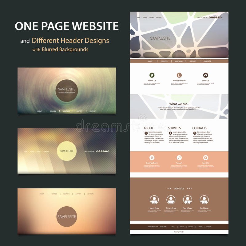 E Page Website Template and Different Header Designs