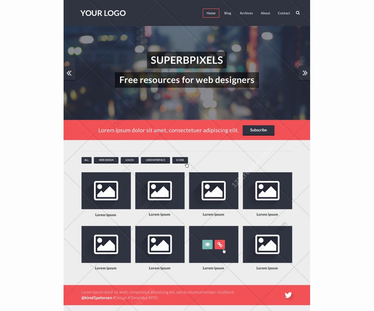 E Page Website Template Clean and Flat Design Psd