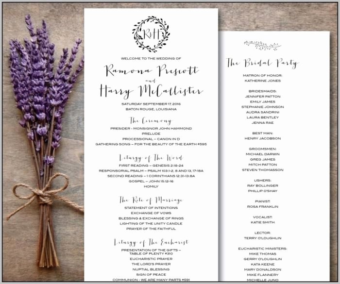 each wedding program templates