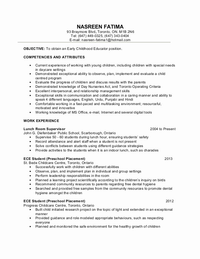 Early Childhood Education Resume Samples
