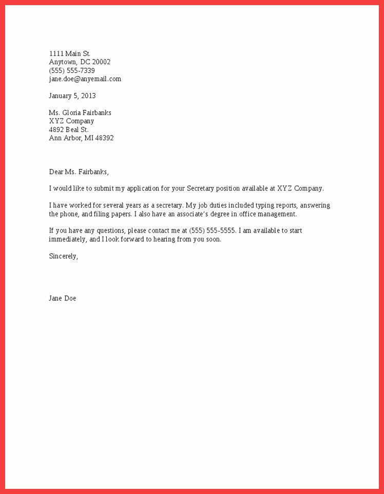 Easy Cover Letter Examples