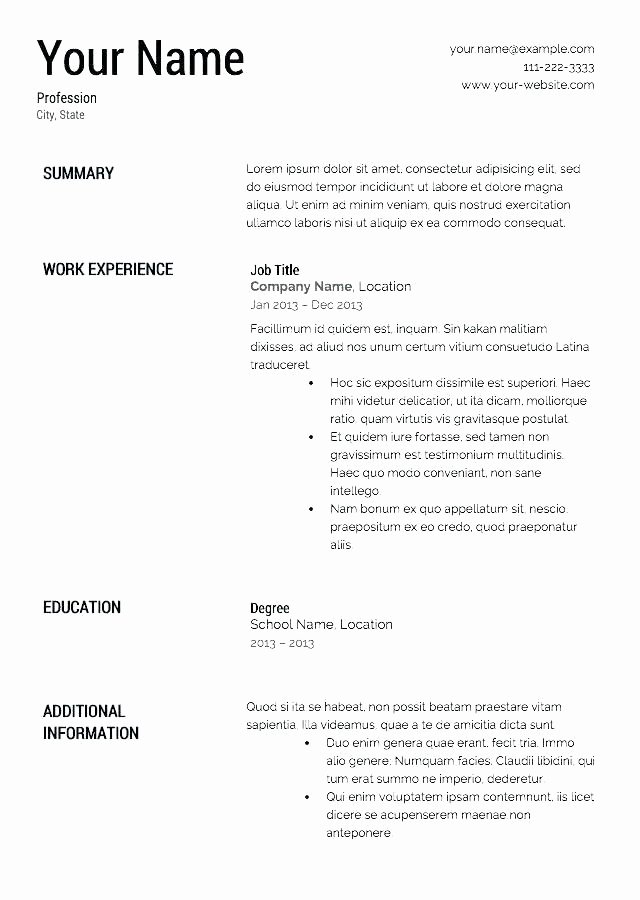 Easy Free Resume Template Step by Step Resume Builder for