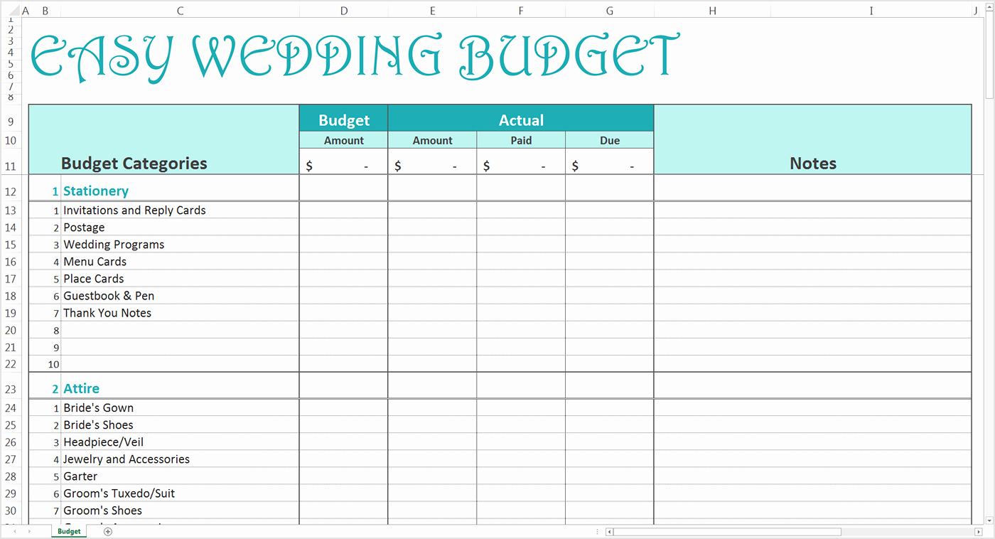 Easy Wedding Bud Excel Template Savvy Spreadsheets