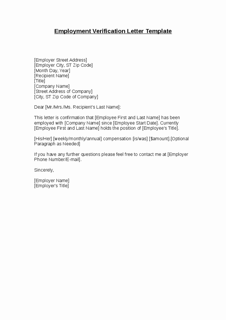 Editable and Printable Letter Confirming Employment Sample