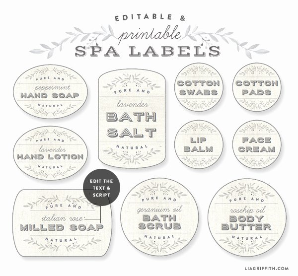 Editable and Printable Spa Labels