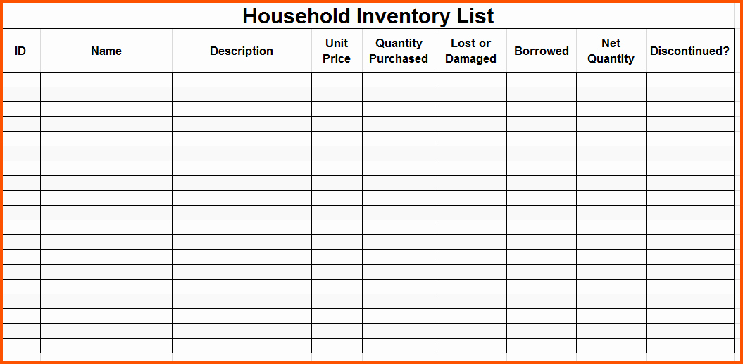 Editable Inventory Checklist Template to Help You Moving