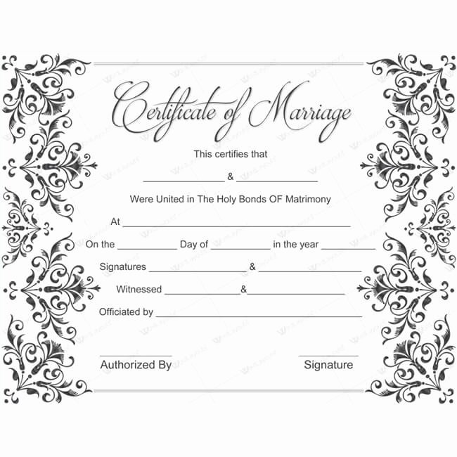 Editable Marriage Certificate