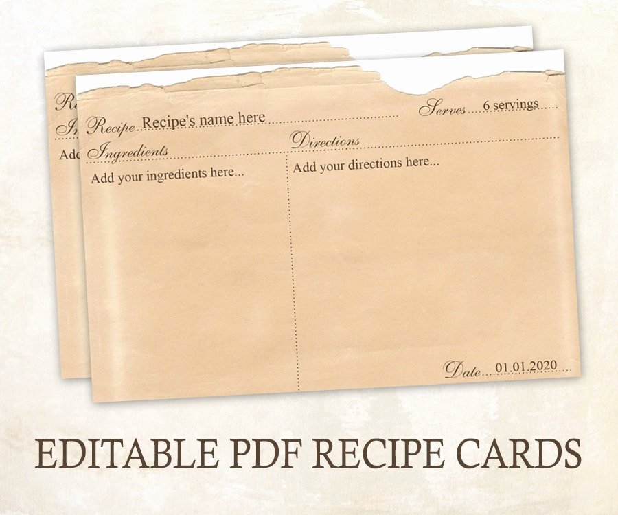 Editable Recipe Cards 4x6 Rustic Recipe Cards Editable Pdf