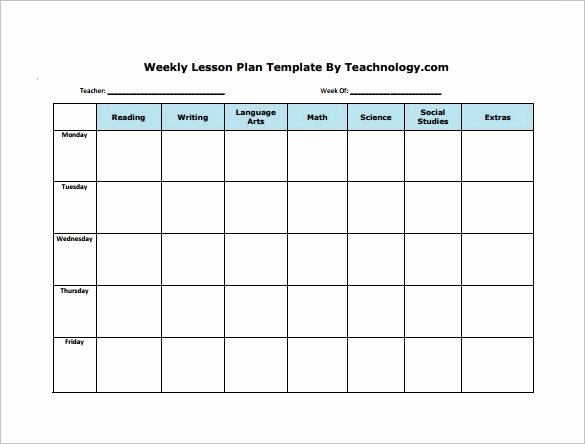 Editable Weekly Lesson Plan Template