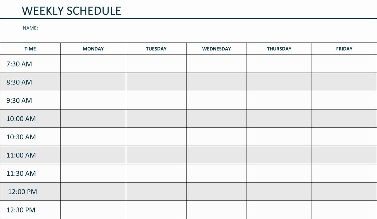 Editable Weekly Schedule Template In Word