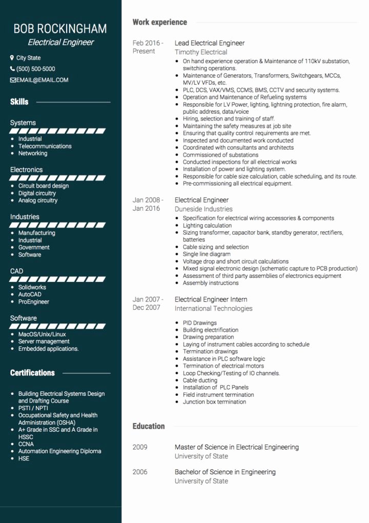 Electrical Engineer Cv Examples and Template