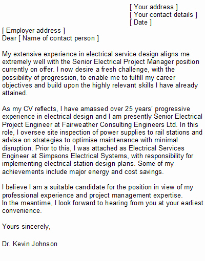 electrical engineer cover letter