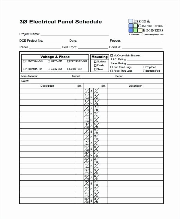 Electrical Panel Schedule Template Excel Change Request