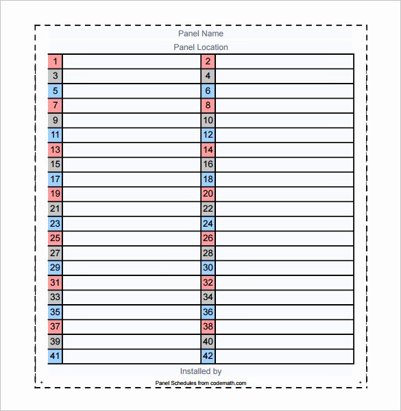 Electrical Panel Schedule Template Word Templates