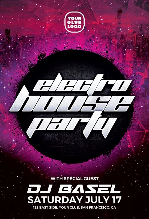 Electro House Party Flyer Template for Shop