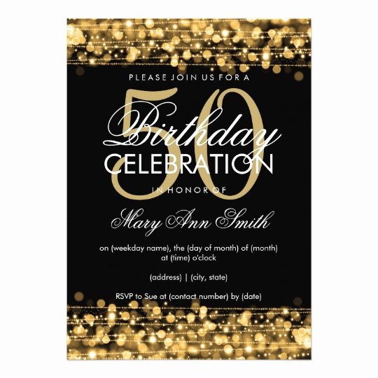 Elegant 50th Birthday Party Sparkles Gold Invitation