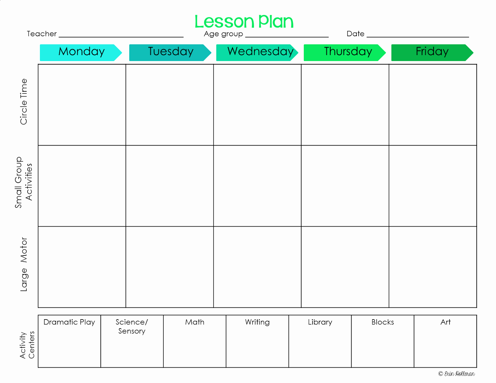 Elegant Free Printable Preschool Lesson Plan Template