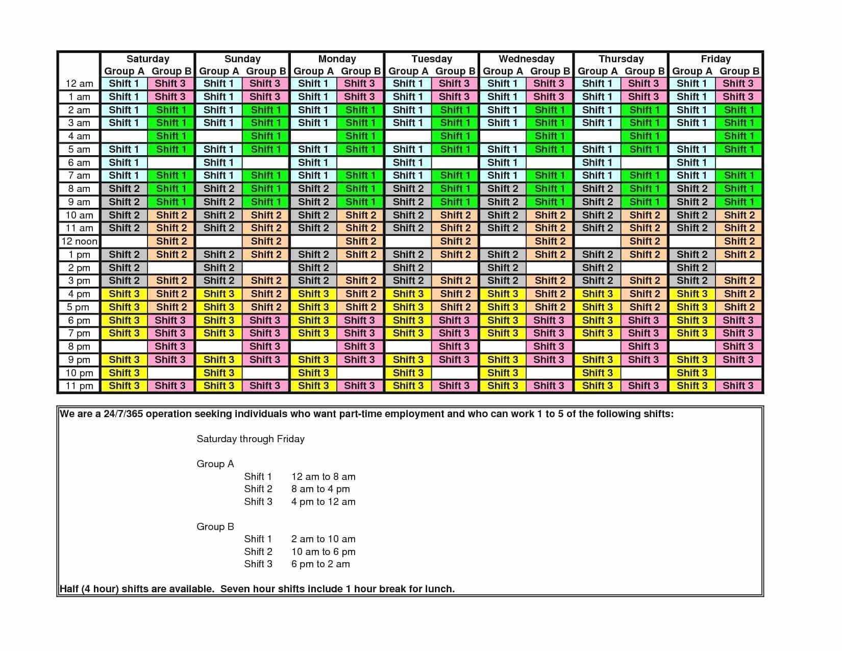 monthly shift calendar template