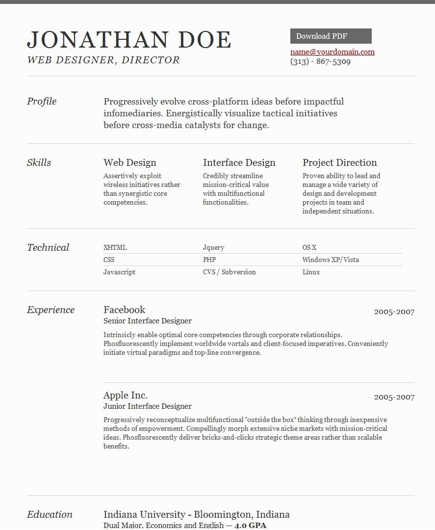 elegant resume template