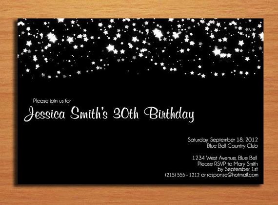 Elegant Starry Night 30th Birthday Customized Printable
