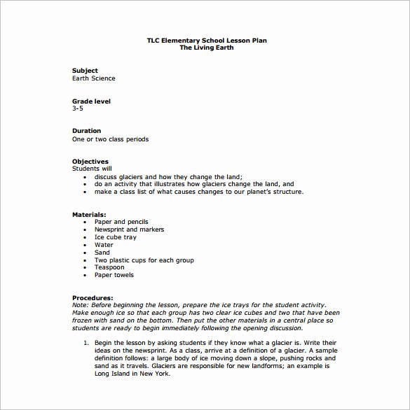 Elementary Lesson Plan Template 11 Pdf Word format