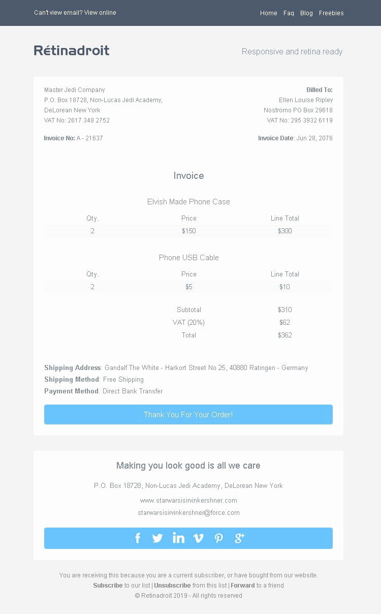 Email Invoice Template Free