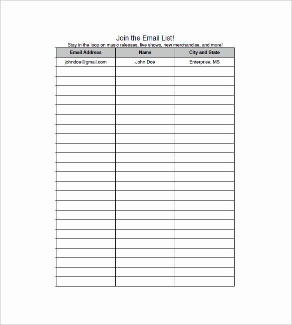 Email List Template 10 Free Word Excel Pdf format