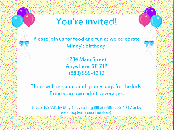 Email Party Invitations Template