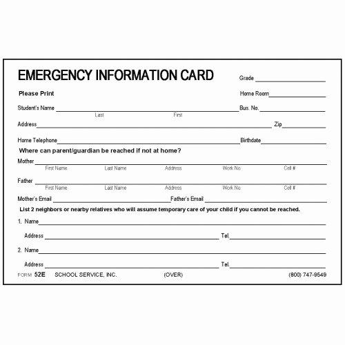 Emergency Contact Card Template Image Collections