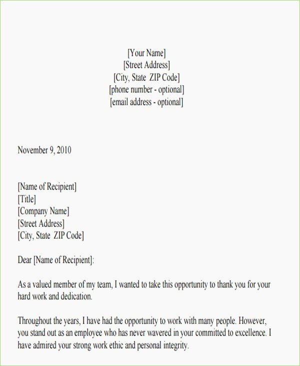 Employee Appreciation Letter format – thepizzashop
