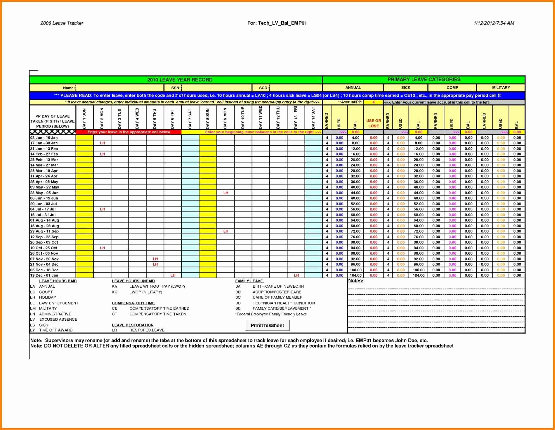 Employee attendance Tracker Excel Template Beautiful