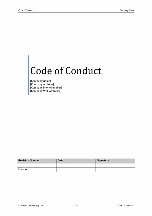 Employee Code Of Conduct Template