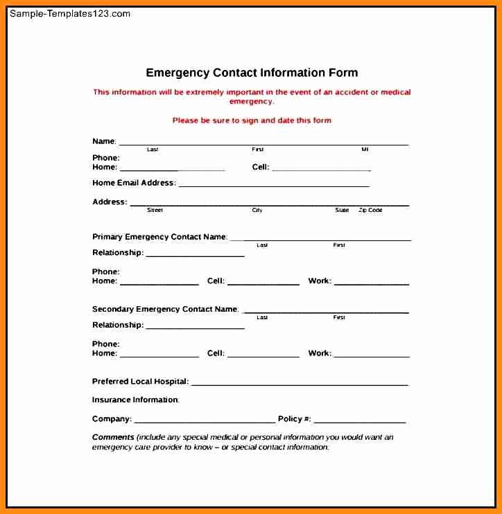 Employee Emergency Contact form Template