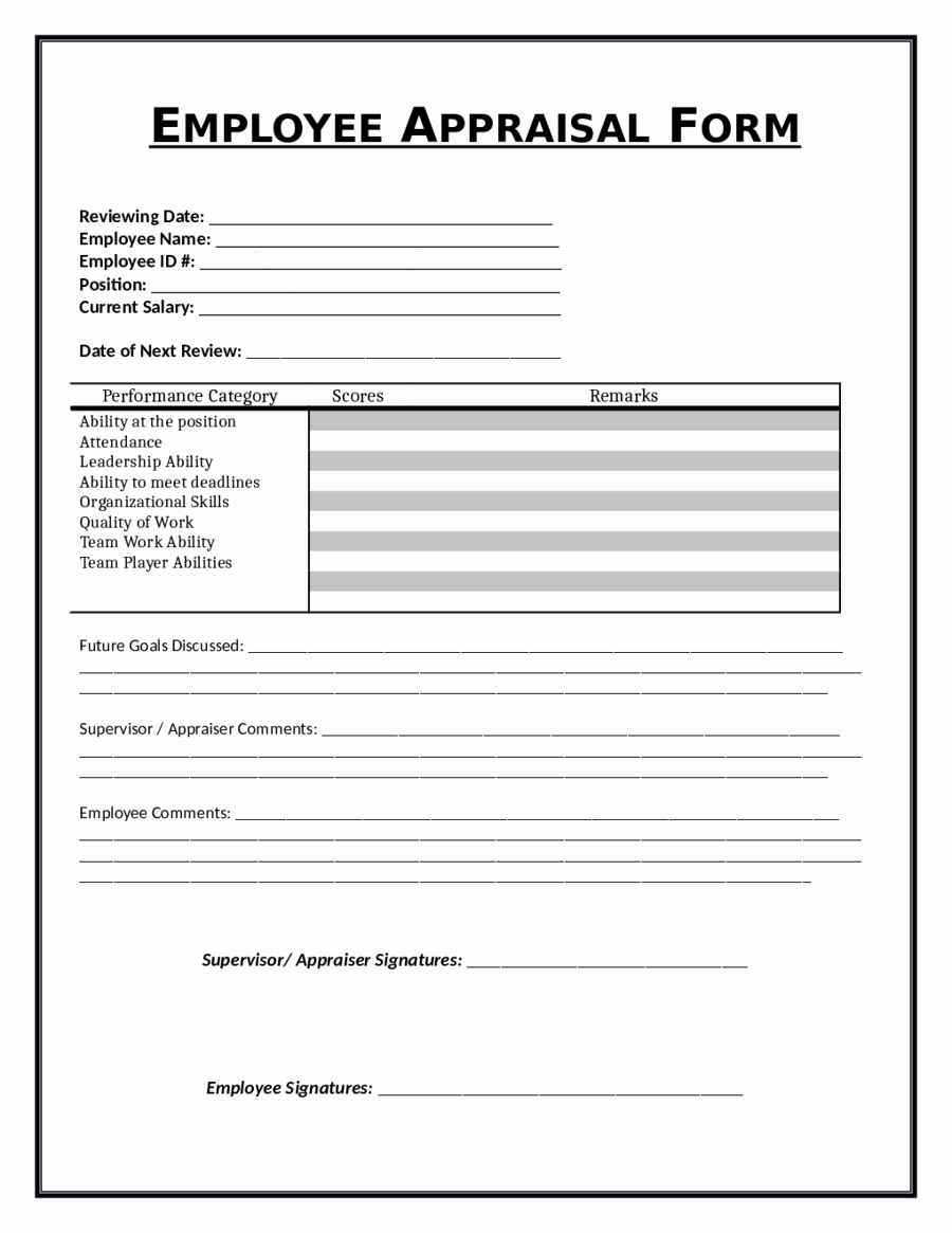 Employee Evaluation form Free Sample Employee