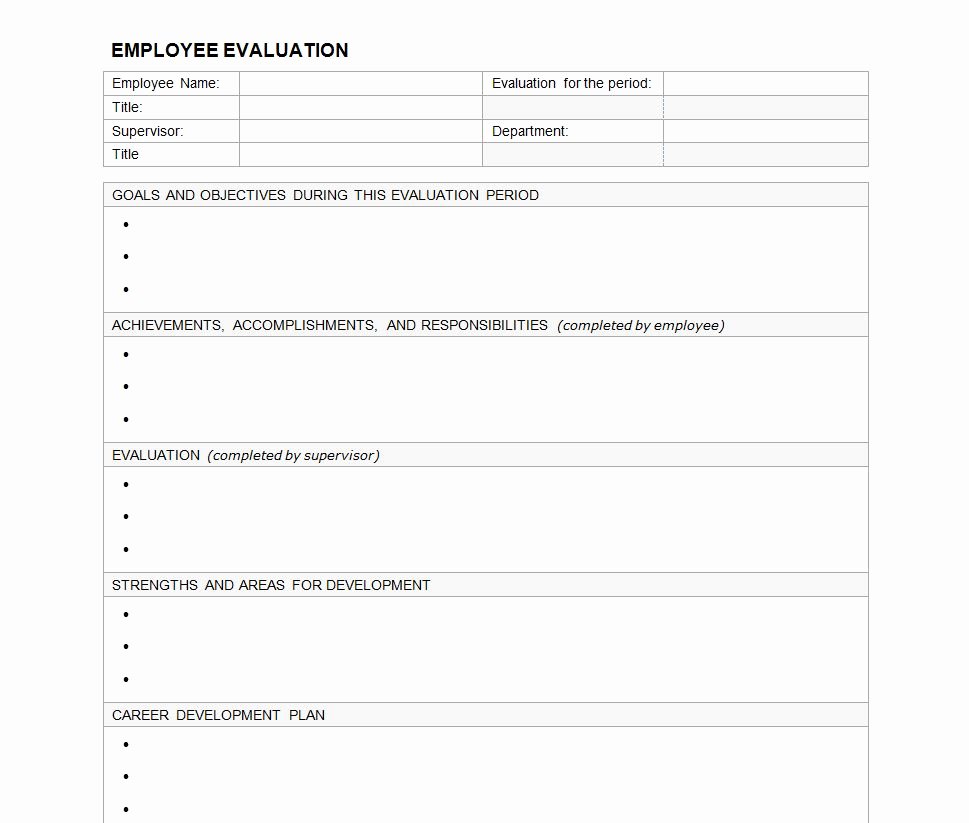 Employee Evaluation form
