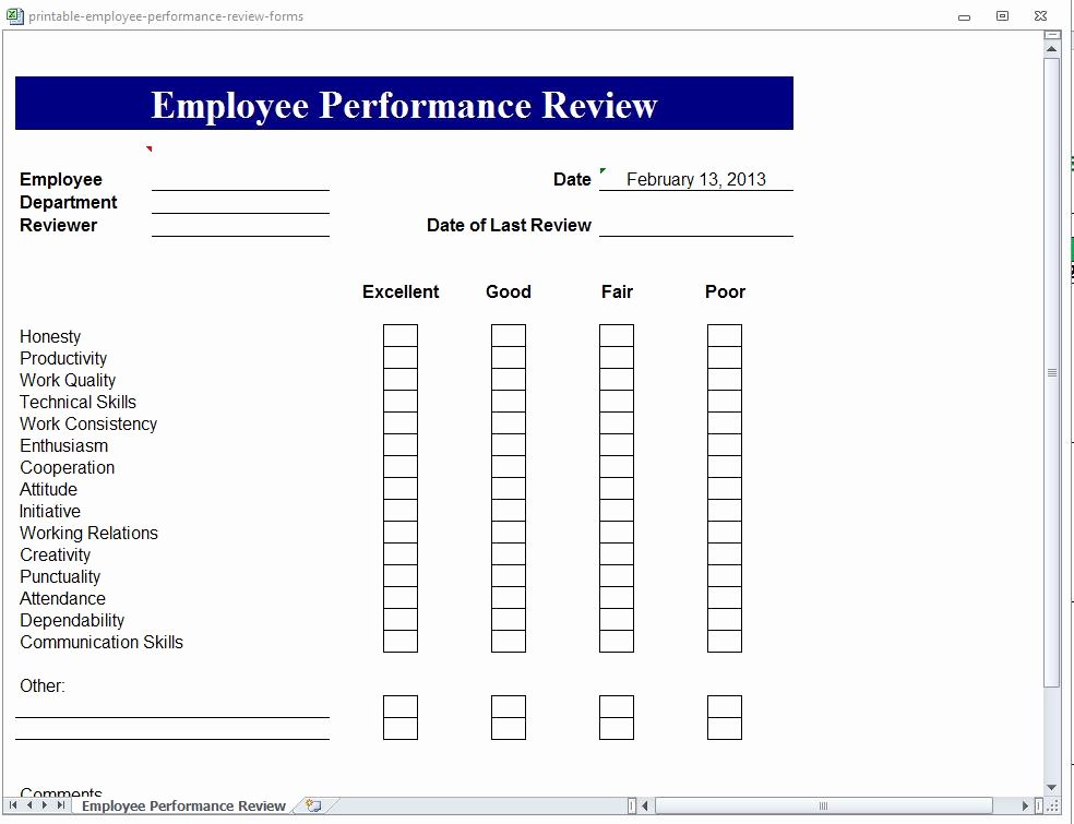 Employee Evaluation forms and Performance Appraisal form