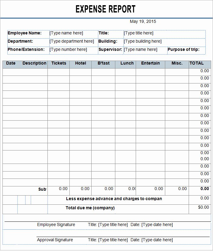Employee Expense Report Template 8 Free Excel Pdf