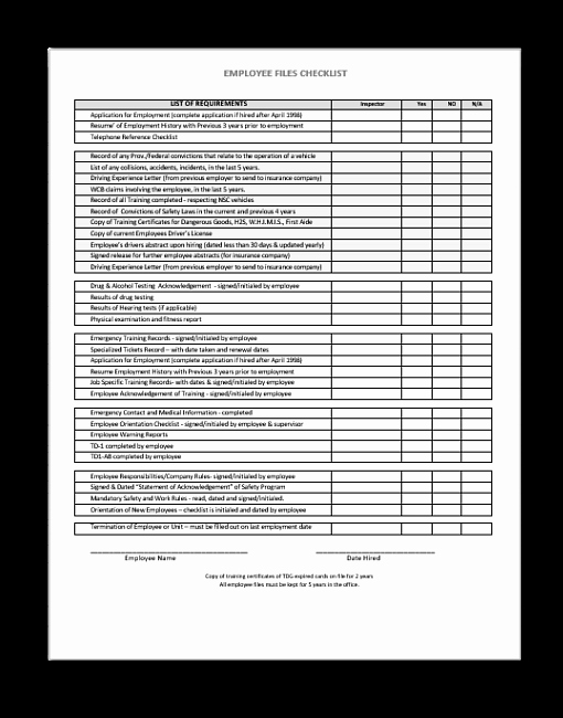 Employee File Checklist Hospiiseworks