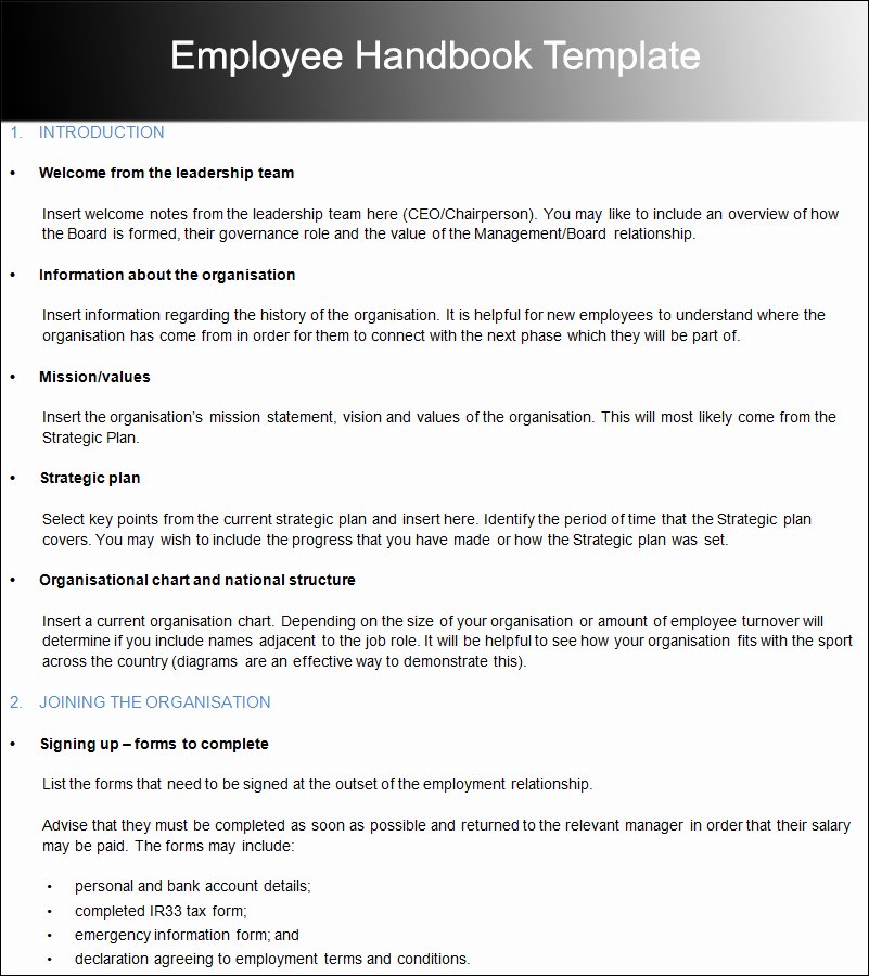 Employee Handbook Template
