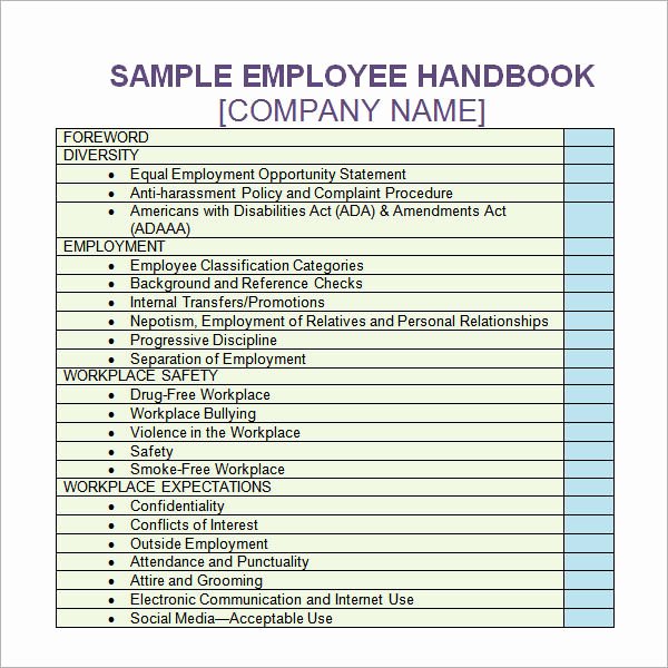 Employee Handbook Template Free Download Templates