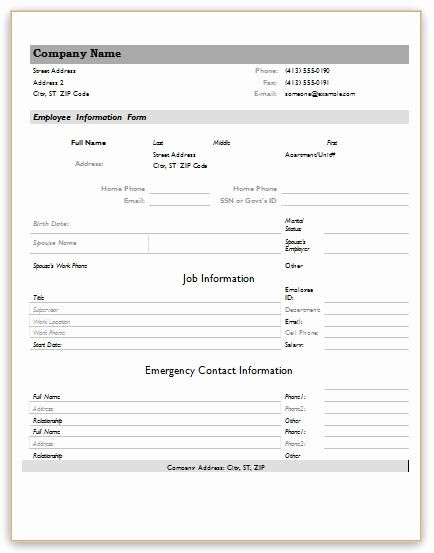 Employee Information forms